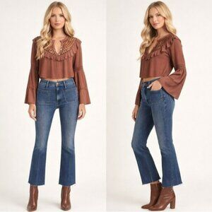 MOTHER The Hustler Patch Pocket Ankle Fray 26 Out For The Evening J1758